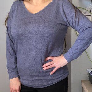 Sz.M*Cupio*Over-sized Blue-Gray Sweater w/ Double Criss-Cross Back